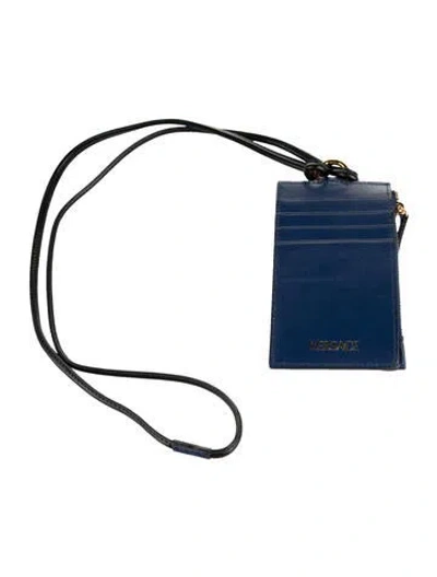 Pre-owned Versace Leather Printed Wristlet In Blue