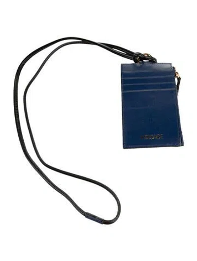 Pre-owned Versace Leather Printed Wristlet In Blue