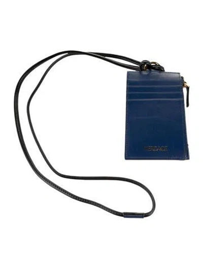 Pre-owned Versace Leather Printed Wristlet In Blue