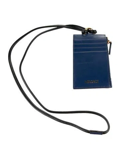 Pre-owned Versace Leather Printed Wristlet In Blue