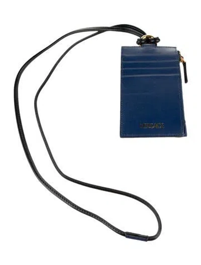 Pre-owned Versace Leather Printed Wristlet In Blue