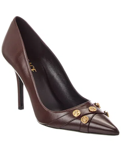 Versace Leather Pump In Brown