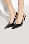 Versace Black Leather High Heel Pumps In Black