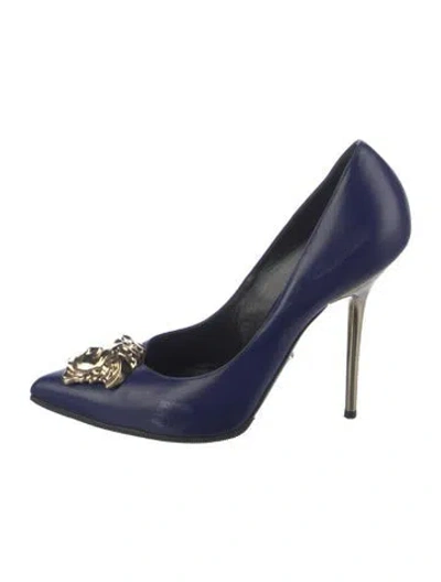 Pre-owned Versace Leather Pumps In Blue