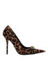 Versace 120mm Gianni Ribbon Leopard Pumps In Brown