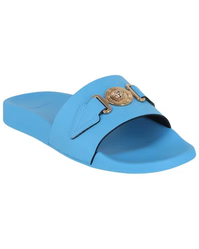 Versace Leather Sandal In Blue