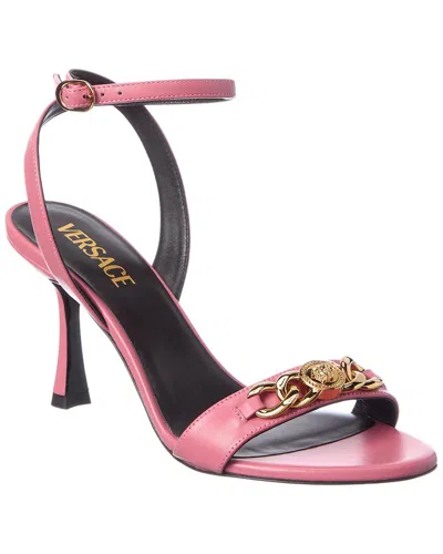 Versace Leather Sandal In Animal Print