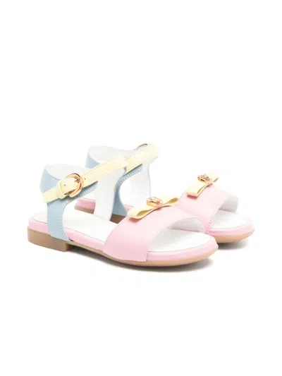 Versace Leather Sandals In 粉色