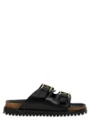 Versace Leather Sandals With Double Buckle Design