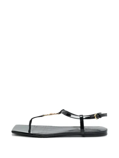 Pre-owned Versace Leather Sandals In Black