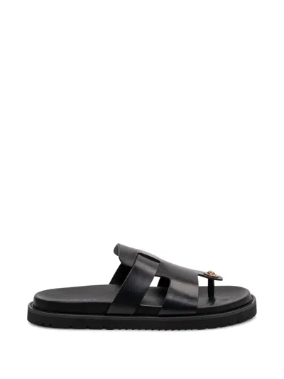 Versace Leather Sandals In Black