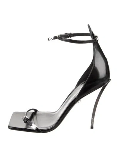 Pre-owned Versace Leather Sandals In Black