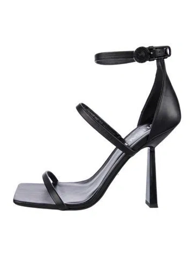 Pre-owned Versace Leather Sandals In Black