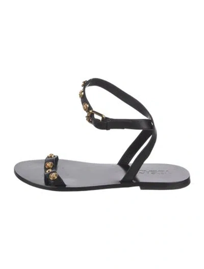 Pre-owned Versace Leather Sandals In Black