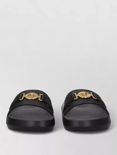 Versace Leather Sandals In Black