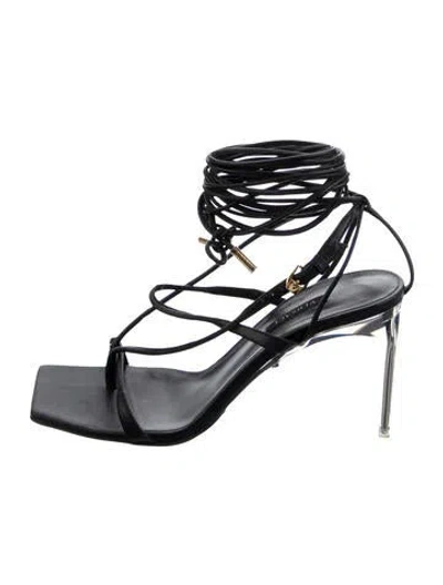 Pre-owned Versace Leather Sandals In Black