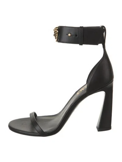 Pre-owned Versace Leather Sandals In Black
