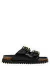 Versace Leather Sandals With Double Buckle Design In Black