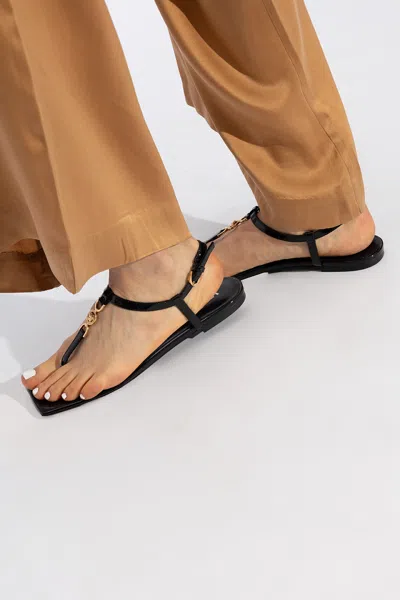 Versace Leather Sandals In Black
