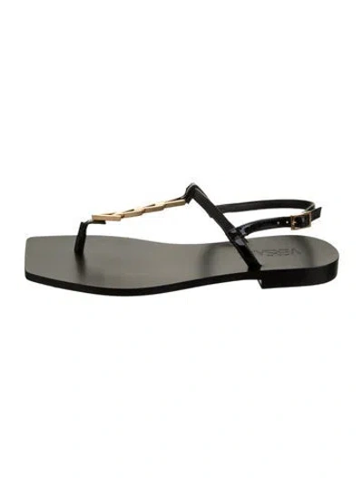 Pre-owned Versace Leather Sandals In Black/gold