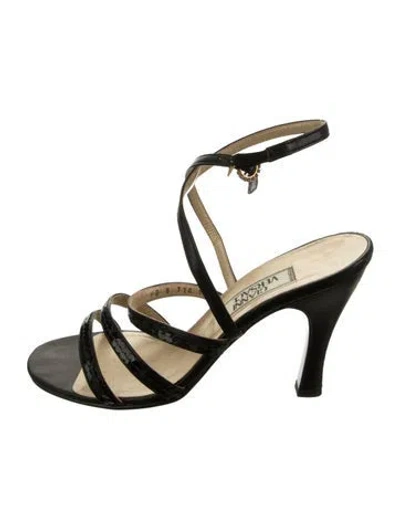 Pre-owned Versace Leather Sandals In Black/gold
