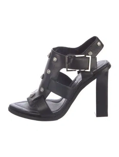 Pre-owned Versace Leather Sandals In Blue