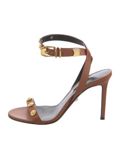 Pre-owned Versace Leather Sandals In Brown
