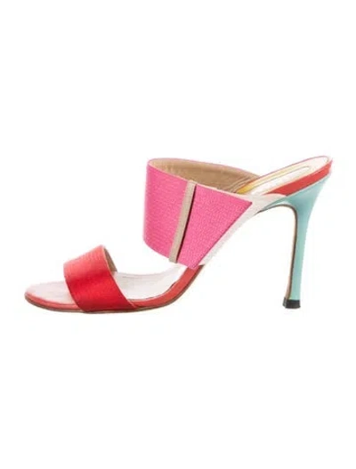 Pre-owned Versace Leather Sandals In Red