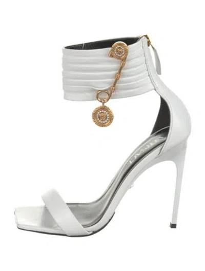 Pre-owned Versace Leather Sandals In White