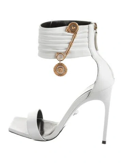 Pre-owned Versace Leather Sandals In White