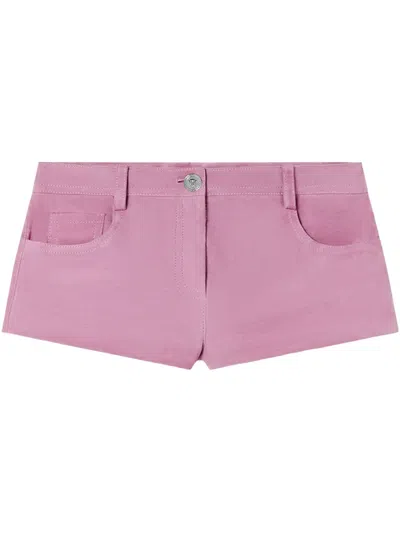 Versace Leather Shorts In Lilac