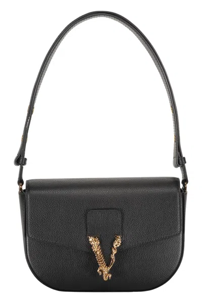 Versace Leather Shoulder Bag In Black