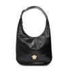 Versace La Medusa Leather Shoulder Bag In Black