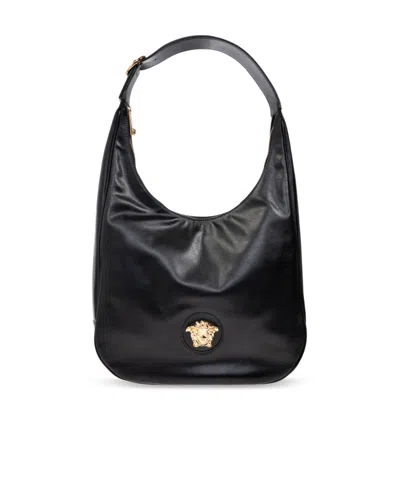 Versace Leather Shoulder Bag In Black