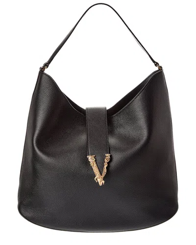 Versace Leather Shoulder Bag In Black