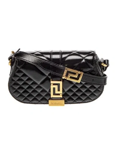 Pre-owned Versace Leather Shoulder Bag In Black