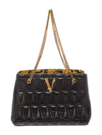Pre-owned Versace Leather Shoulder Bag In Black