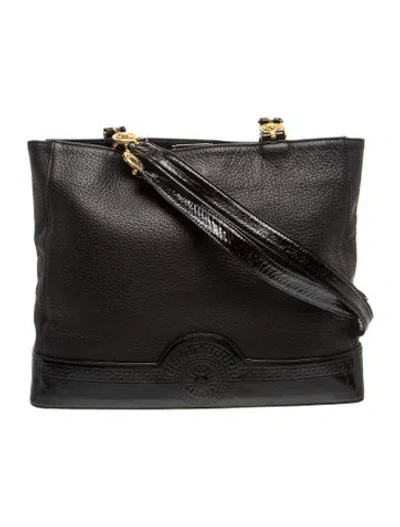 Pre-owned Versace Leather Shoulder Bag In Black
