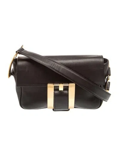 Pre-owned Versace Leather Shoulder Bag In Black