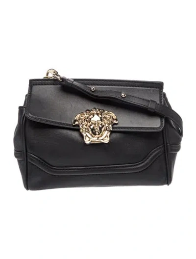 Pre-owned Versace Leather Shoulder Bag In Black