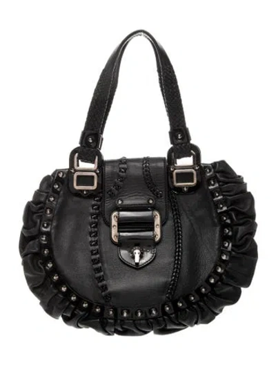 Pre-owned Versace Leather Shoulder Bag In Black