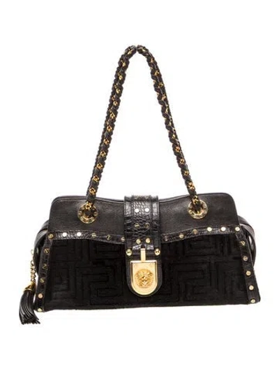 Pre-owned Versace Leather Shoulder Bag In Black