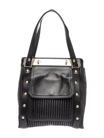 Pre-owned Versace Leather Shoulder Bag In Black