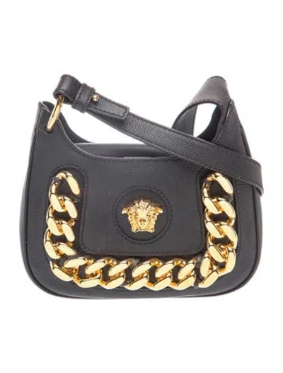 Pre-owned Versace Leather Shoulder Bag In Black