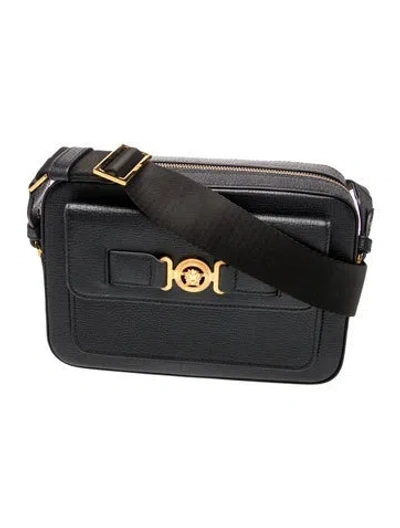 Pre-owned Versace Leather Shoulder Bag In Black