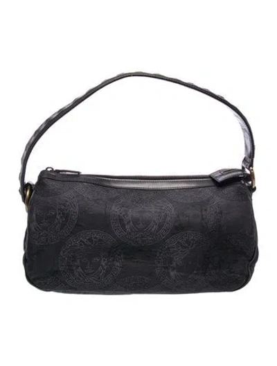 Pre-owned Versace Leather Shoulder Bag In Black