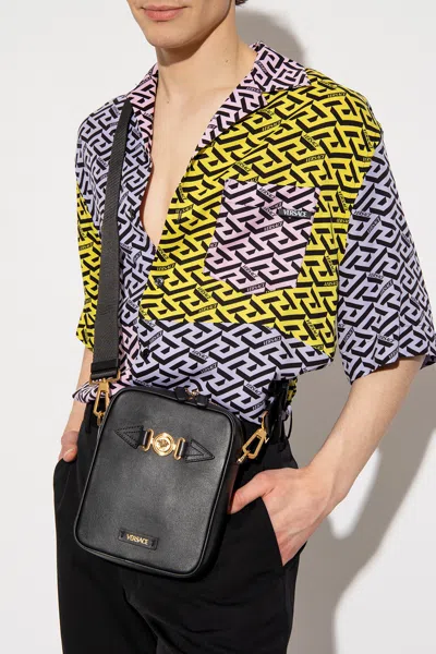 Versace Leather Shoulder Bag In Black