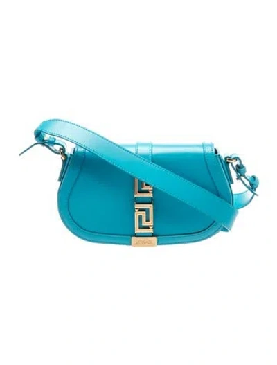 Pre-owned Versace Leather Shoulder Bag In Blue