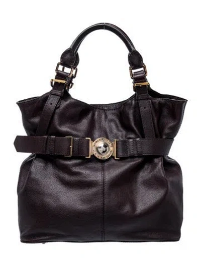 Pre-owned Versace Leather Shoulder Bag In Brown