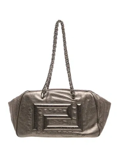 Pre-owned Versace Leather Shoulder Bag In Gray